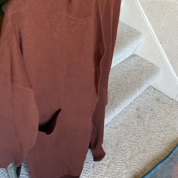 Anrabess Drapy Brown Open Front Chunky Soft Maxi Cardigan - Picture 6 of 14